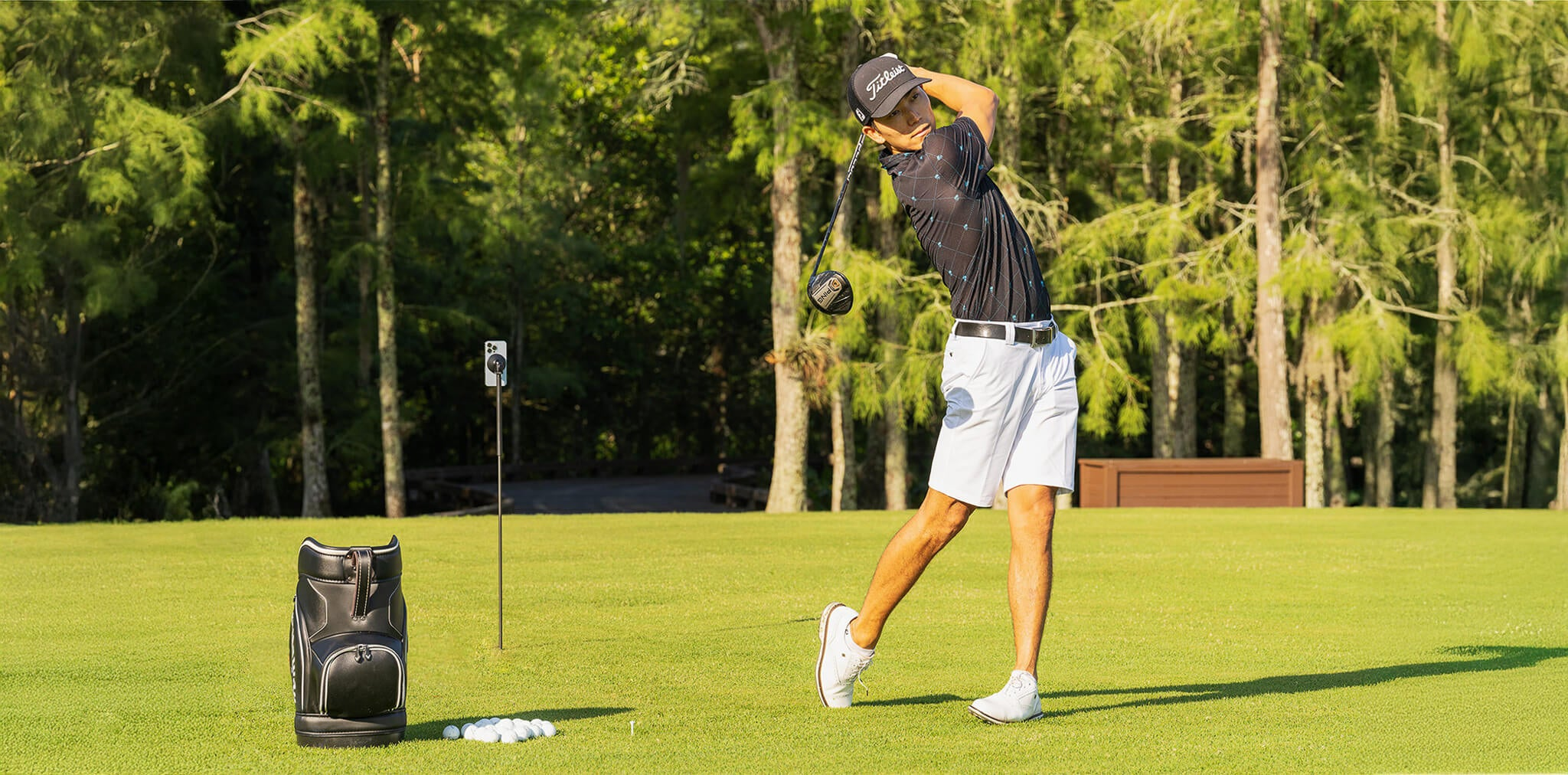 GPOD X filming a swing on the golf course