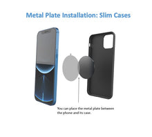 Load image into Gallery viewer, GPOD GOLF metal plate installation instructions for slim cases. You can place the metal plate between the phone and its case. 

