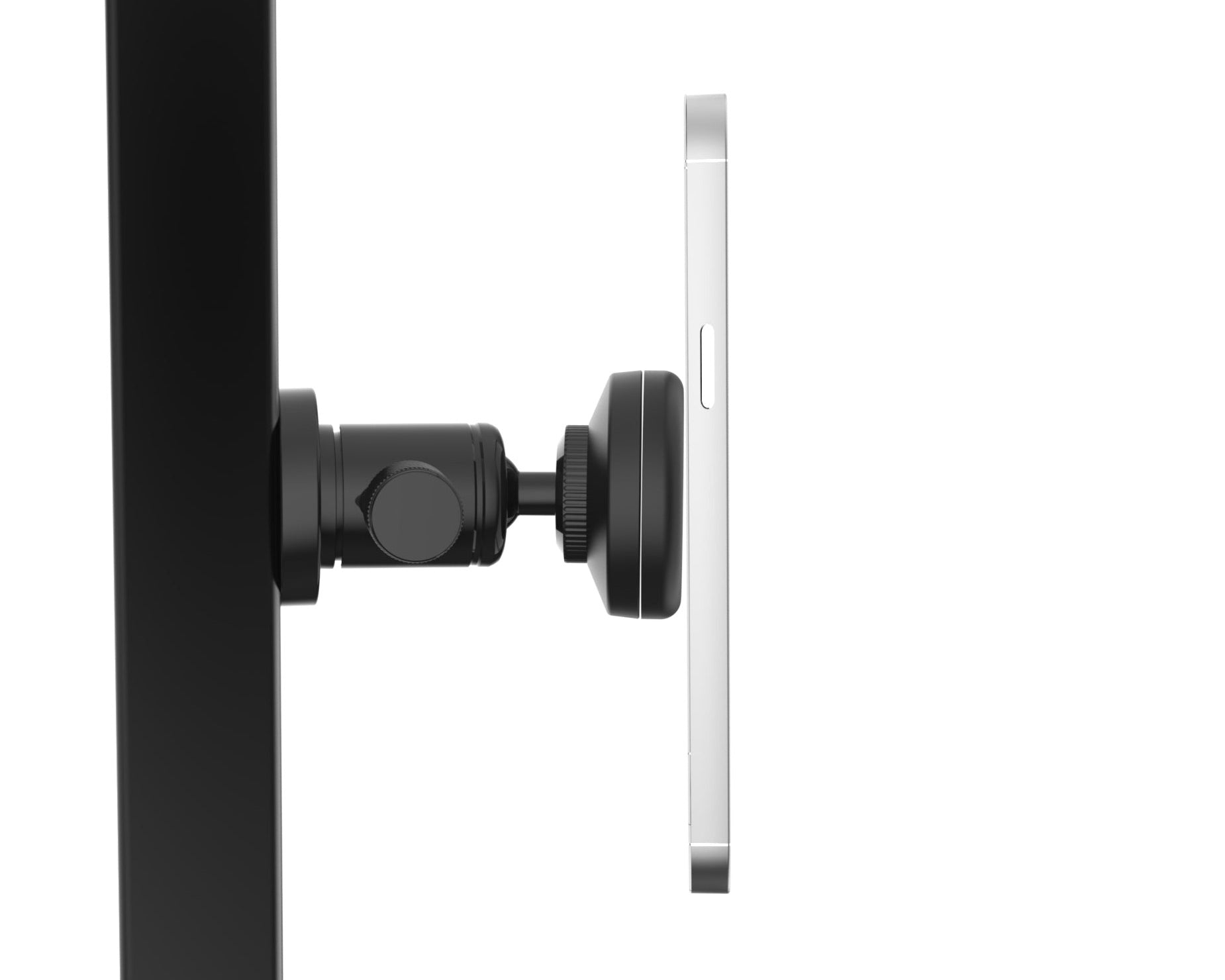 side view of gpod caddy and an iphone attached to it