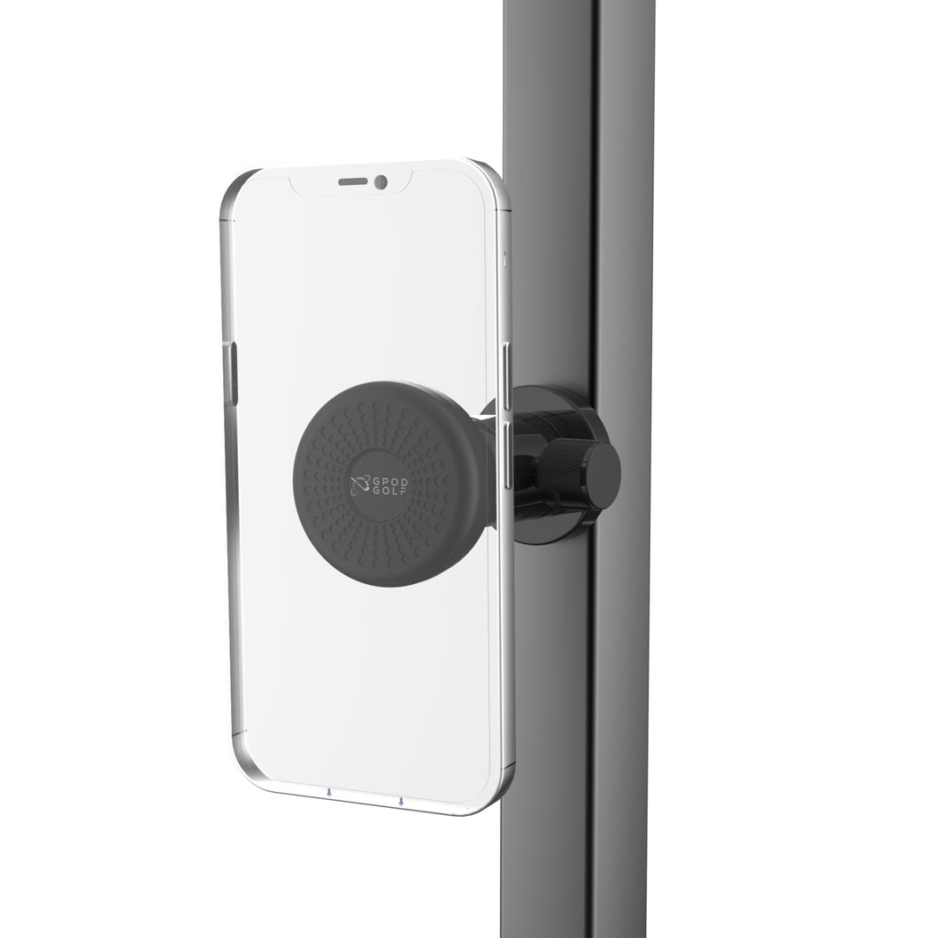 Magnetic Phone holder attached to a golf cart for gps and selfie viewing